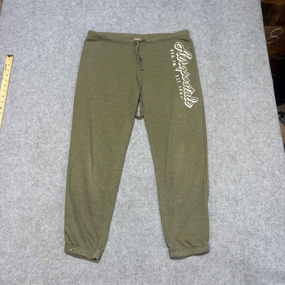 Aeropostale Mens XL Joggers Olive Green Graphic Logo Sweatpants Drawstring Cuffs